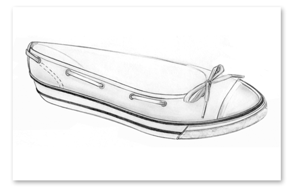 Pencil drawing: Prototype Footwear: 'Fish-head' Pump.