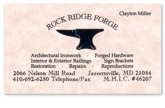 Rock Ridge Forge Business Card